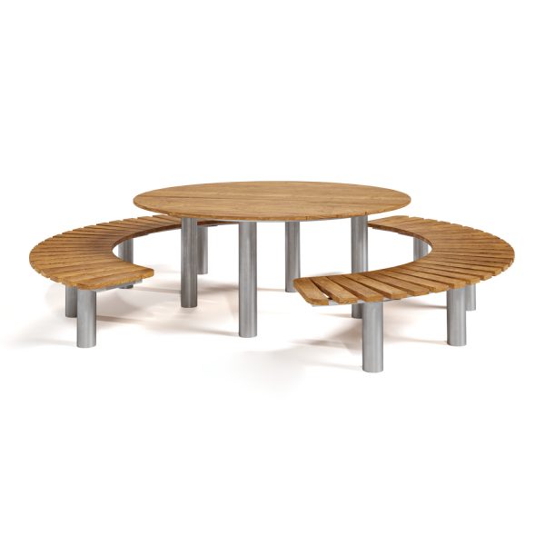 Круглый столик с двумя радиусными скамейками